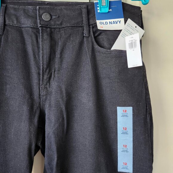 2 Pair Old Navy Kicker Boot Cut Jeans - Blue and Black - Size 12 - NWT - Picture 7 of 9